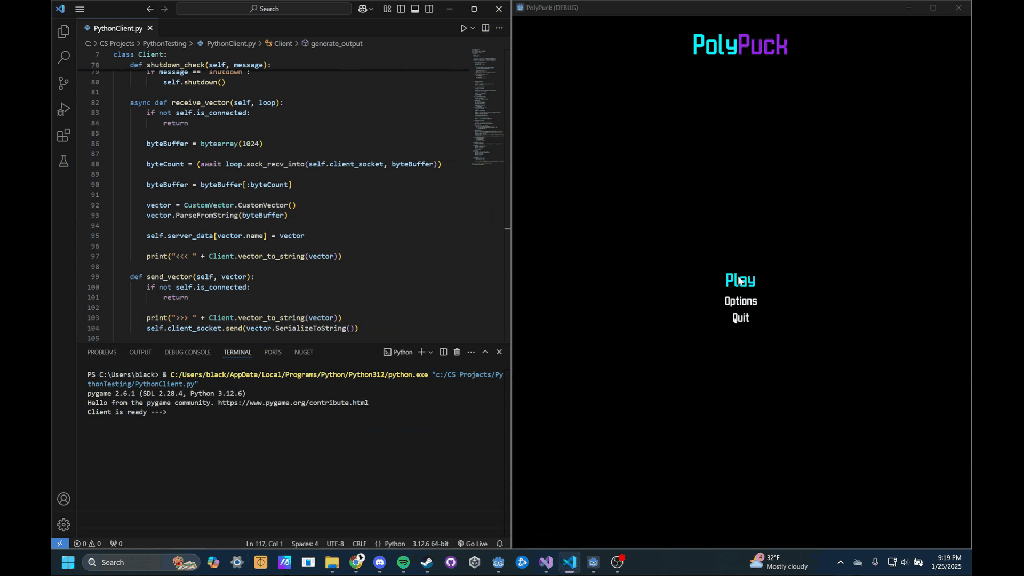 Shows Python / Godot communication using UDP sockets.